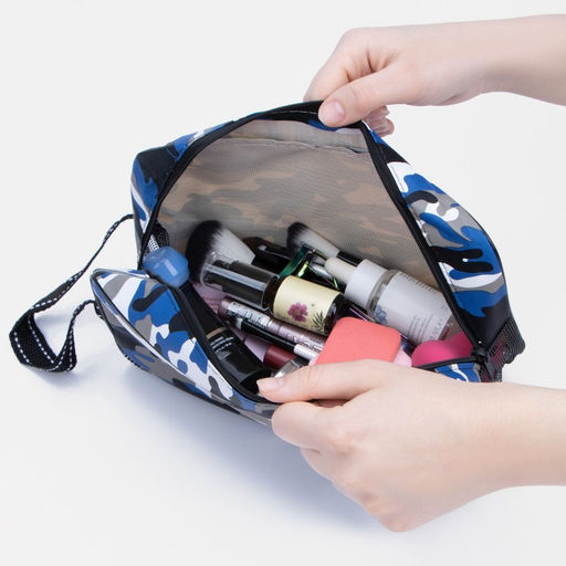 Косметичка на молнии мужская, с ручкой, с принтом Камуфляж, синяя - Simaland фото 4