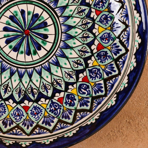 Ляган узбекский Риштанская Керамика «Узор», d=25 см, синий