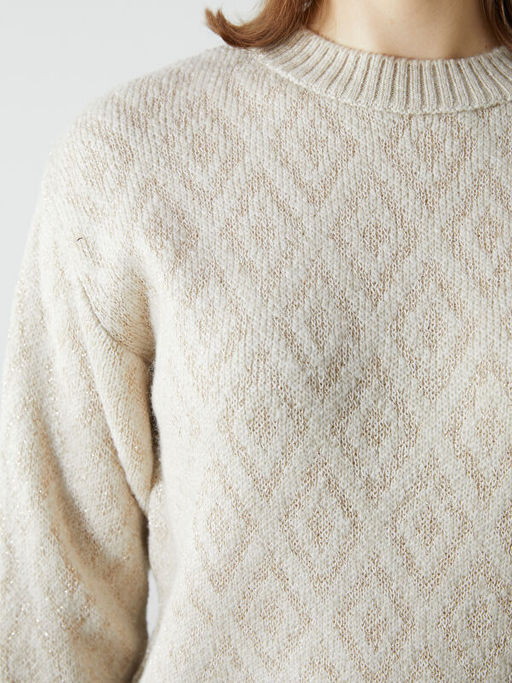 Bisiklet Yaka Baklava Desenli Kad?n Triko Kazak