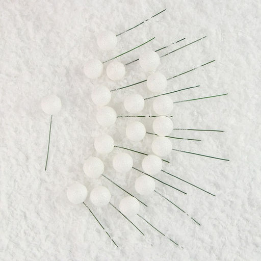 Фигурка для поделок и декора на проволоке «Шар», набор 20 шт., размер 1 шт. — 2×7 см, цвет белый