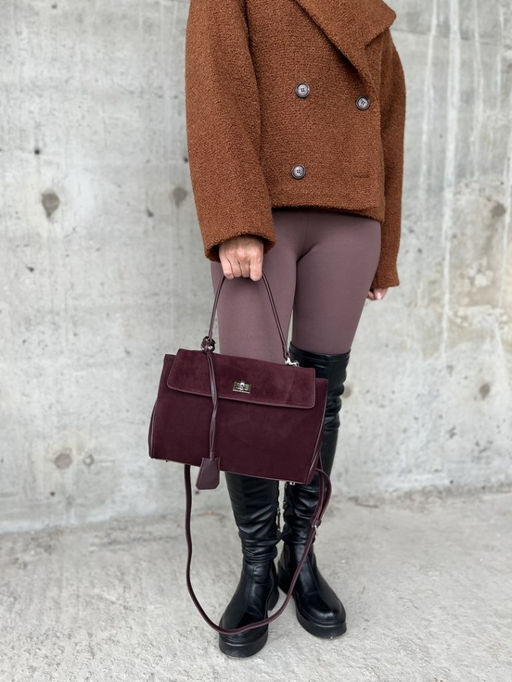Женская замшевая сумка-портфель 8399 Бордовый - Sergio valentini фото 11
