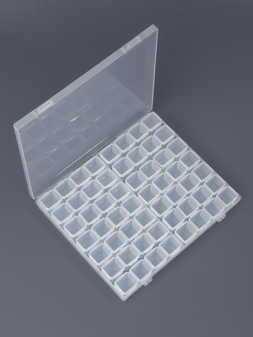 Цена за 2 шт. Органайзер для хранения мелочей, 56 ячеек, 21×17.5×2.5 см, прозрачный