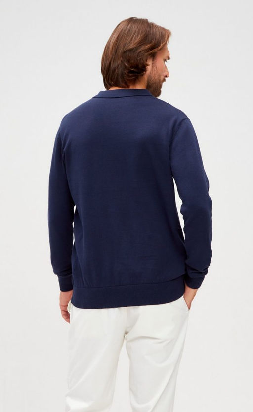 Джемпер мужской с отложным воротником и планкой на пуговицах F221-15-22021 тёмно-синий - Fine joyce фото 6