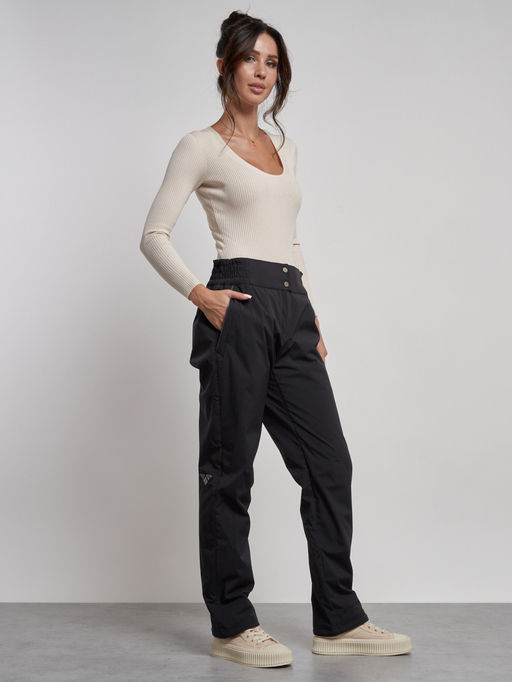 Брюки утепленные спортивные с высокой посадкой женские зимние черного цвета 7141Ch - Colannia фото 15