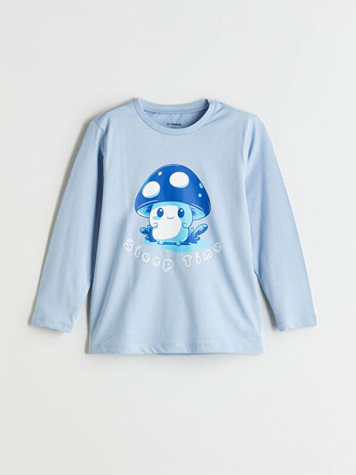 Bask?l? Erkek ?ocuk Pijama Tak?m