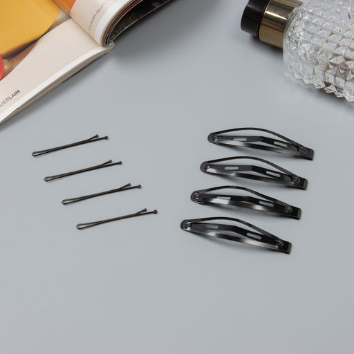 Цена за 4 шт. Невидимки для волос «Классик», набор 14 шт., форма, 5 см и 6 см, чёрные