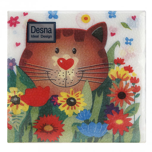 Салфетки бумажные Desna Design 24х24см, 1 слойные, 40 штук в упаковке, 100% целлюлоза, Чеширский кот (Россия) - Bouquet фото 2
