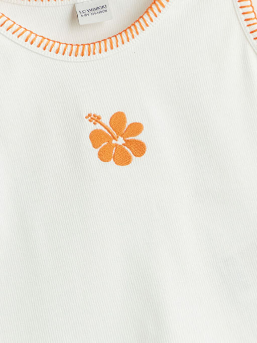 Bisiklet Yaka ?i?ekli K?z ?ocuk Atlet ve ?ort Etek