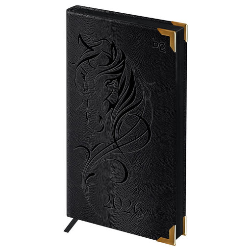 Еженедельник BG 2026г. 90*165мм 64л. кожзам "Horse. Shade" (Wd_09833) черный, цв.срез