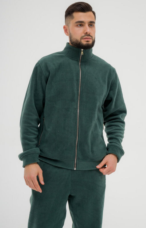 517 Костюм мужской на молнии, флис, темно-зеленый - Knitka wear фото 10