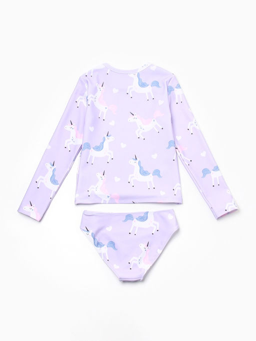 Купальник для девочки раздельный KAFTAN «Единороги», лиловый, рост 122-128 см