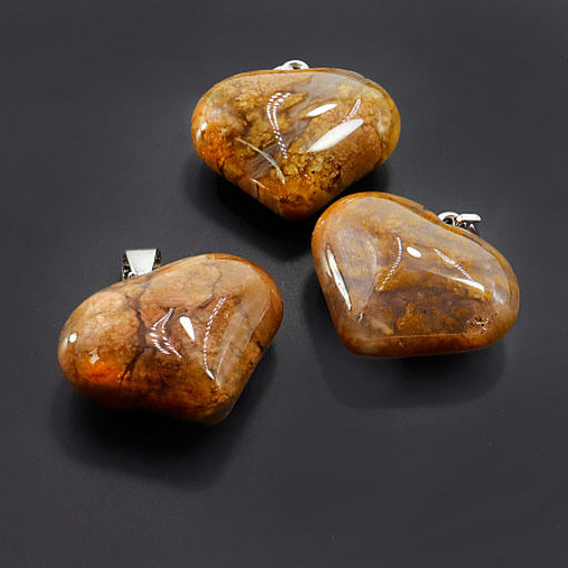 Подвеска Сердечко объемное из камня Яшма Gold оберег для привлечения изобилия