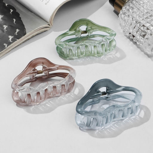 Цена за 12 шт. Крабик для волос «Альба», овал колор, 7 см, МИКС