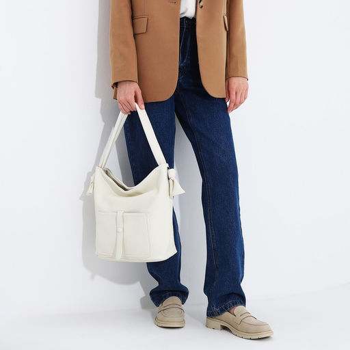 Сумка-тоут на молнии, 2 наружных кармана, цвет белый - Simaland фото 8