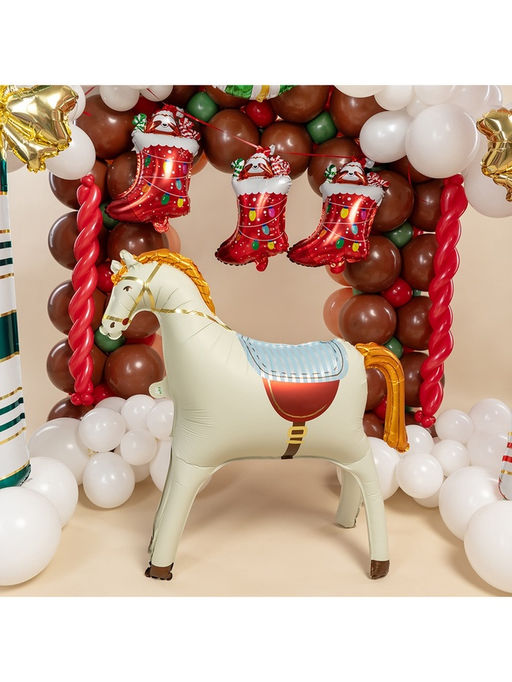 Воздушный шар фольгированный 3D 35" Лошадка, кремовый, сатин