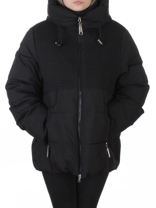 YR-6619 BLACK Куртка зимняя женская (150 гр. холлофайбер)