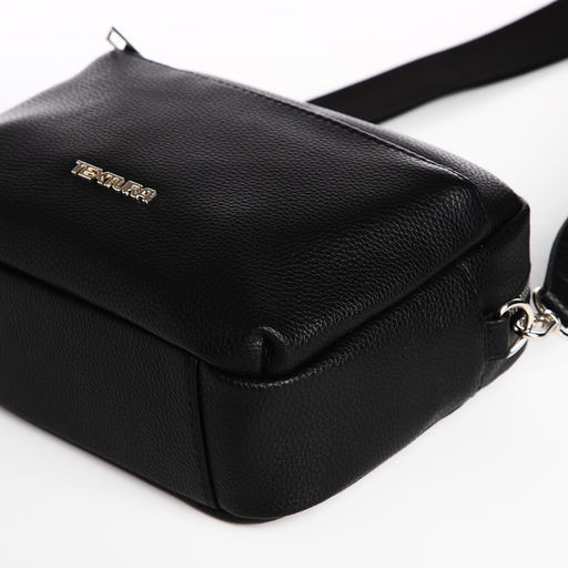 Сумка женская кросс-боди TEXTURA на молнии, 16×7×17 см, чёрная