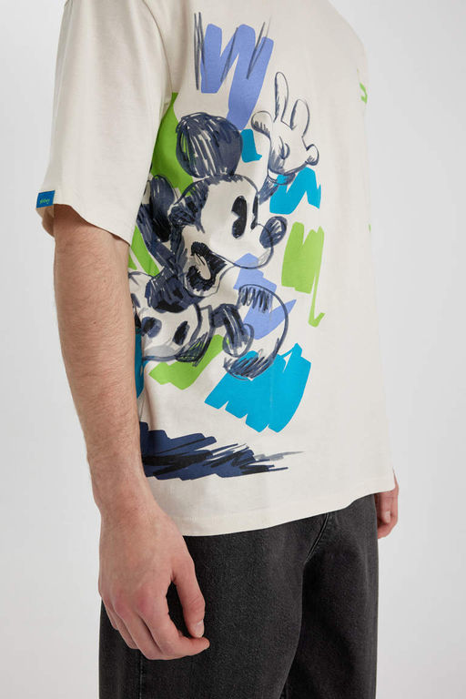 Комфортная футболка Disney Mickey & Minnie с круглым вырезом и короткими рукавами - Defacto фото 5