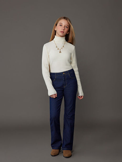 Bal?k?? Yaka K?z ?ocuk Triko Kazak