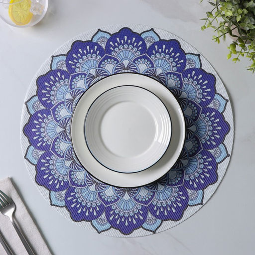 Набор салфеток сервировочных Доляна Силия, d=38 см, 4 шт, цвет синий  фото 10