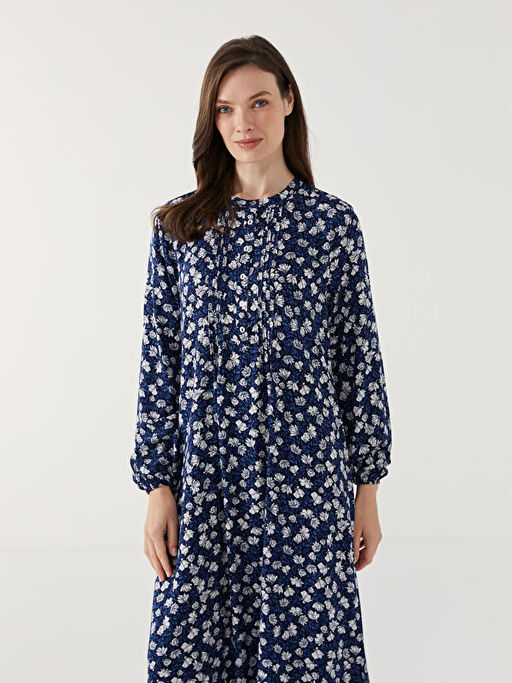 Bisiklet Yaka ?i?ekli Elbise