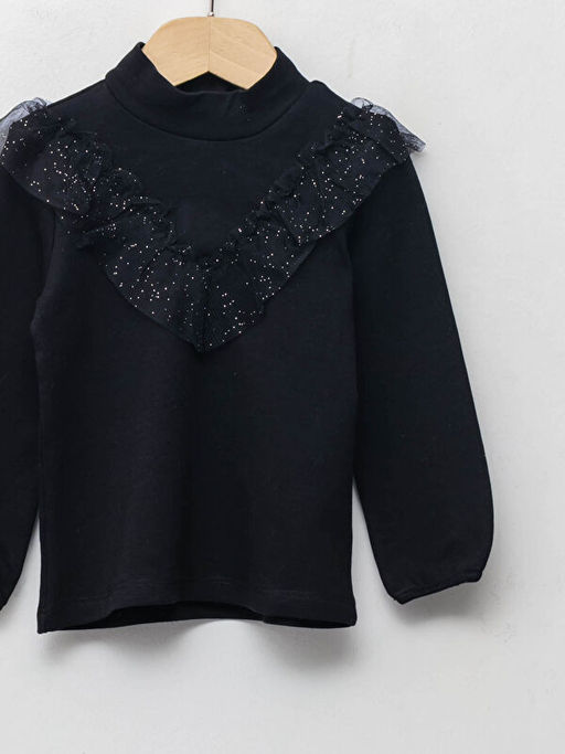 Yar?m Bal?k?? Yaka Uzun Kollu T?l Detayl? K?z Bebek Ti??rt - Waikiki фото 3