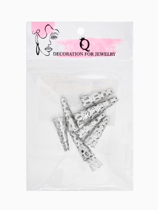 Цена за 2 шт. Шапочки для бусин (набор 10 шт.), СМ-103-1, 22×9 мм, цвет серебро