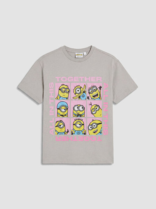 Bisiklet Yaka Minions Bask?l? K?z ?ocuk Ti??rt