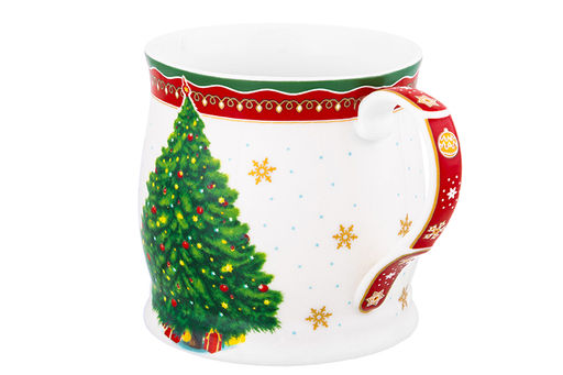 Кружка 350 мл 11,5*8,5*8,5 см Новогодняя елка красный узор NEW BONE CHINA - Elan gallery фото 4