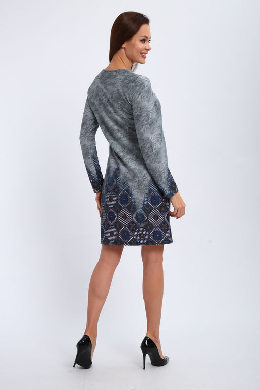 Ночная сорочка из интерлока длинный рукав купон Соня серо-голубой