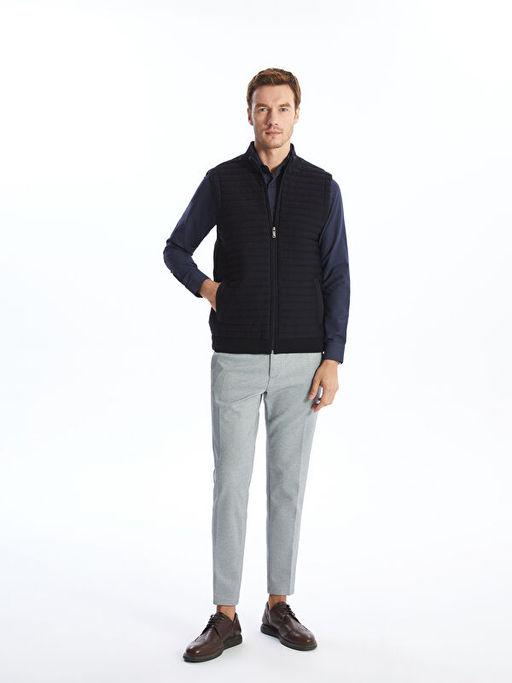 Standart Kal?p Dik Yaka Erkek Triko Yelek