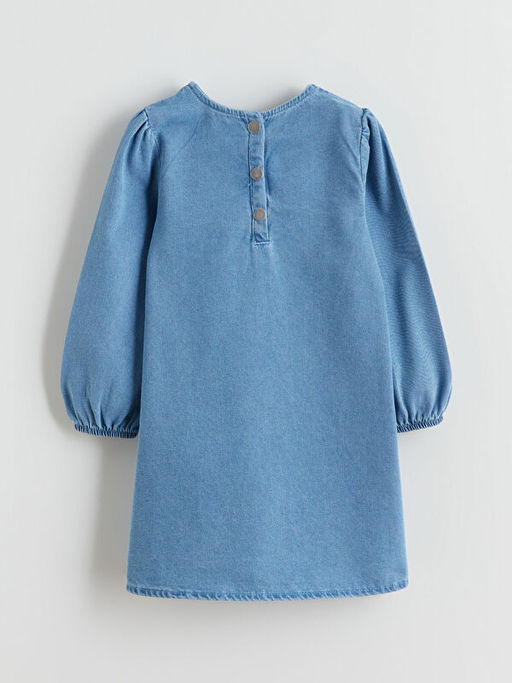 Bisiklet Yaka Fiyonk Nak??l? K?z ?ocuk Jean Elbise