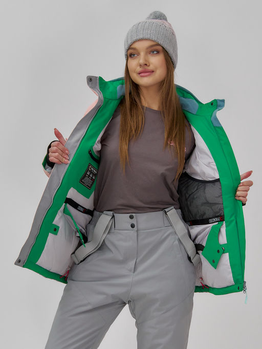 Гоннолыжная куртка женская зимняя персикового цвета 709P - Chunmai фото 7