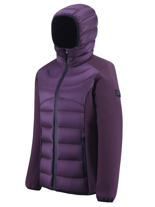 Куртка женская гибридная стёганая с капюшоном с графеновой подкладкой темно-фиолетового цвета 9626_1TF