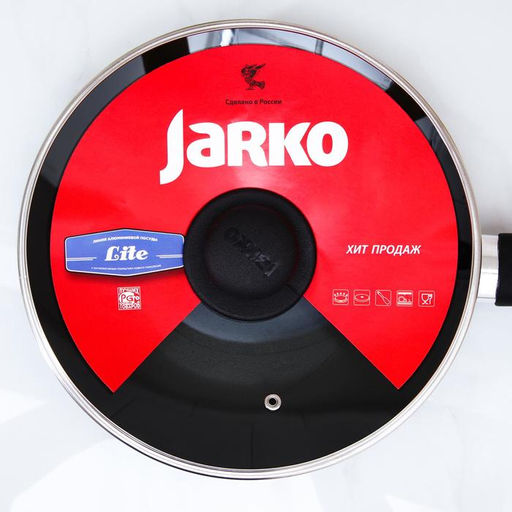 Сковорода Lite, d=24 см, стеклянная крышка, пластиковая ручка, антипригарное покрытие, цвет чёрный