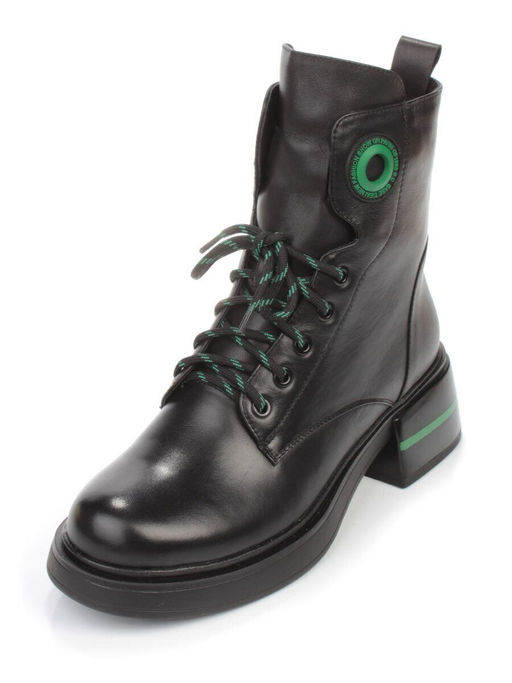 01-P514-4 BLACK/GREEN Ботинки демисезонные женские (натуральная кожа, байка) - Фабричный китай фото 4