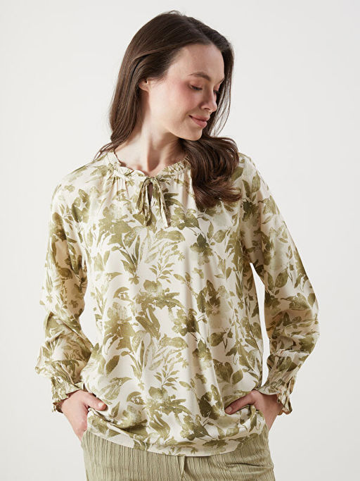 Ba?lamal? Yaka Desenli Bluz