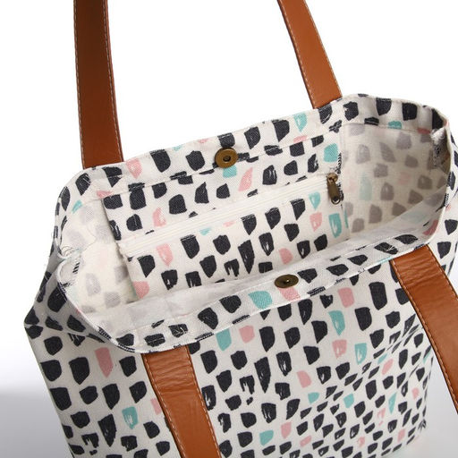 Сумка-шопер на кнопке, из текстиля, цвет белый/разноцветный - Simaland фото 3