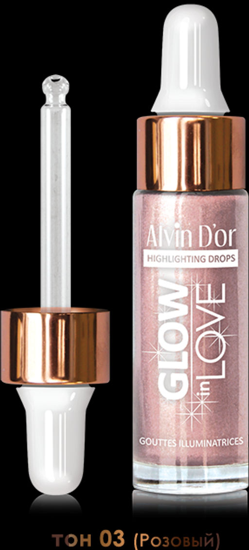 Alvin Dor HL-03 Жидкий хайлайтер GLOW in LOVE drop тон 03 розовый 15мл