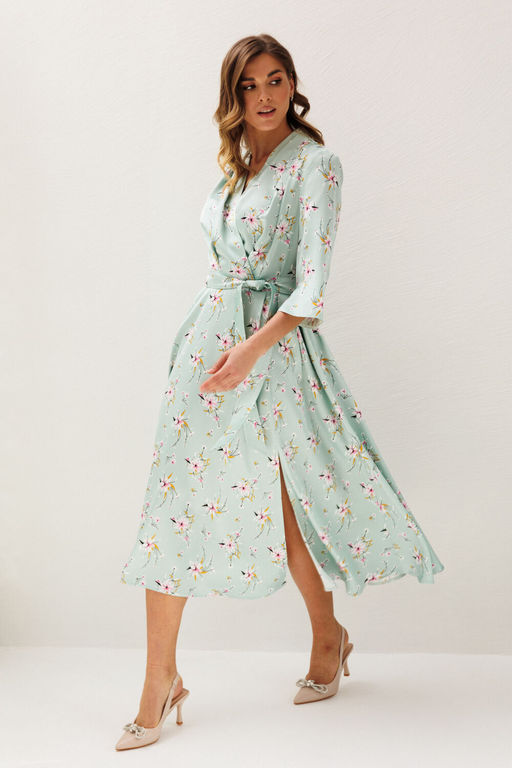 Платье Lars Style 1213 мятные оттенки,цветочный принт