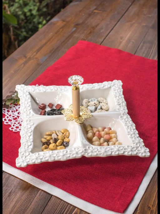 Менажница 4-х секционная 28см ZD20211 /КОРАЛЛ/  фото 7