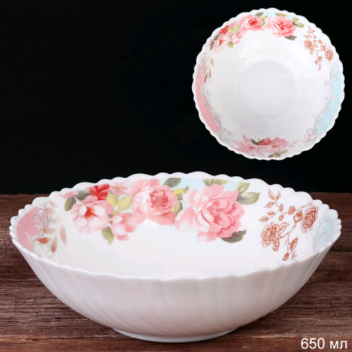 Салатник 650 мл 175 мм тарелка глубокая / TW-70 (6801) /уп 48/ Розы на голубом - Галеонтрейд фото 2