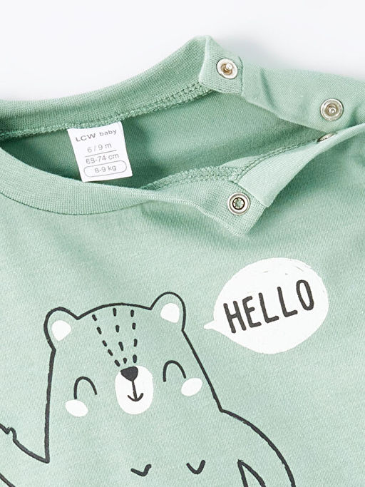 Bisiklet Yaka Uzun Kollu Bask?l? Erkek Bebek Sweatshirt