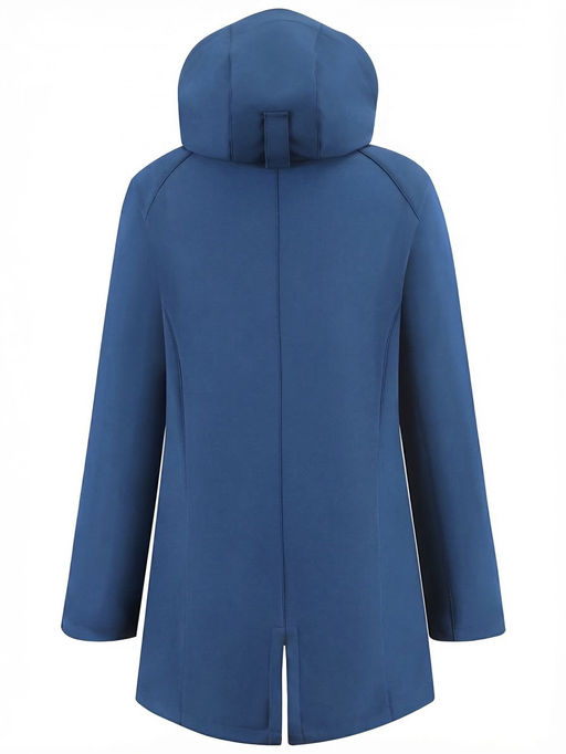 Парка женская софтшелл виндстоппер удлинённая с капюшоном синего цвета 9618_1S