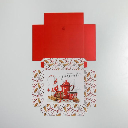 Цена за 5 шт. Упаковка для кондитерских изделий новогодняя Present, 20×17×6 см