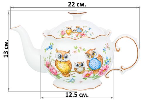 Чайник 700 мл 22*12,5*13 см Совушки рифленый, NEW BONE CHINA - Elan gallery фото 2