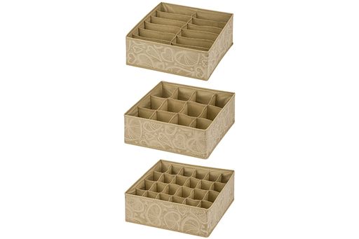 Набор 3 органайзеров д/нижнего белья и носков 32*32*12 см Золотое сердце (12,12,24 ячеек),без крыш - Elan gallery фото 5