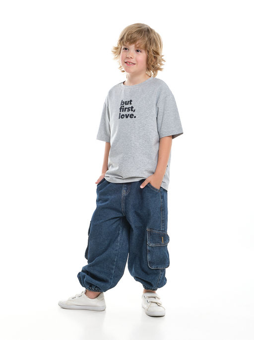 Джинсы карго 33-7655 синий - Mini maxi фото 4