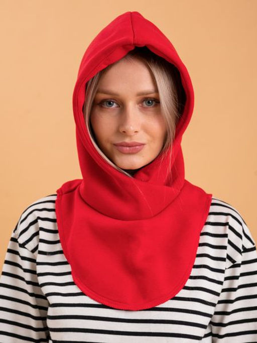 Капор трикотажный красный, капюшон - Yollochka фото 2