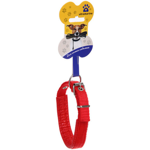 Цена за 6 шт. Ошейник для собак однотонный "ЗООЛЕНД БРО", цвет красный, 1,5*43см (бирка)